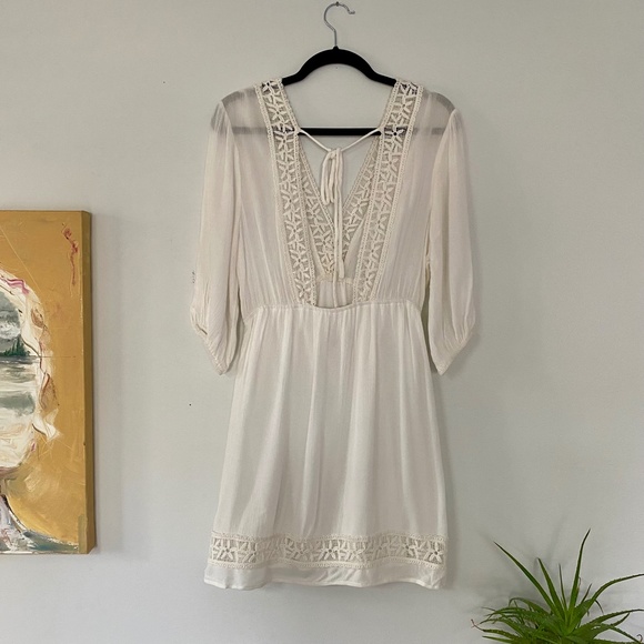 California Moonrise White Crochet Mini Dress - Picture 3 of 6